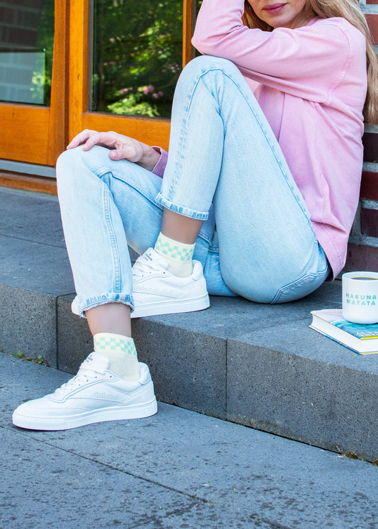 Mint Check - Sneaker Socken High